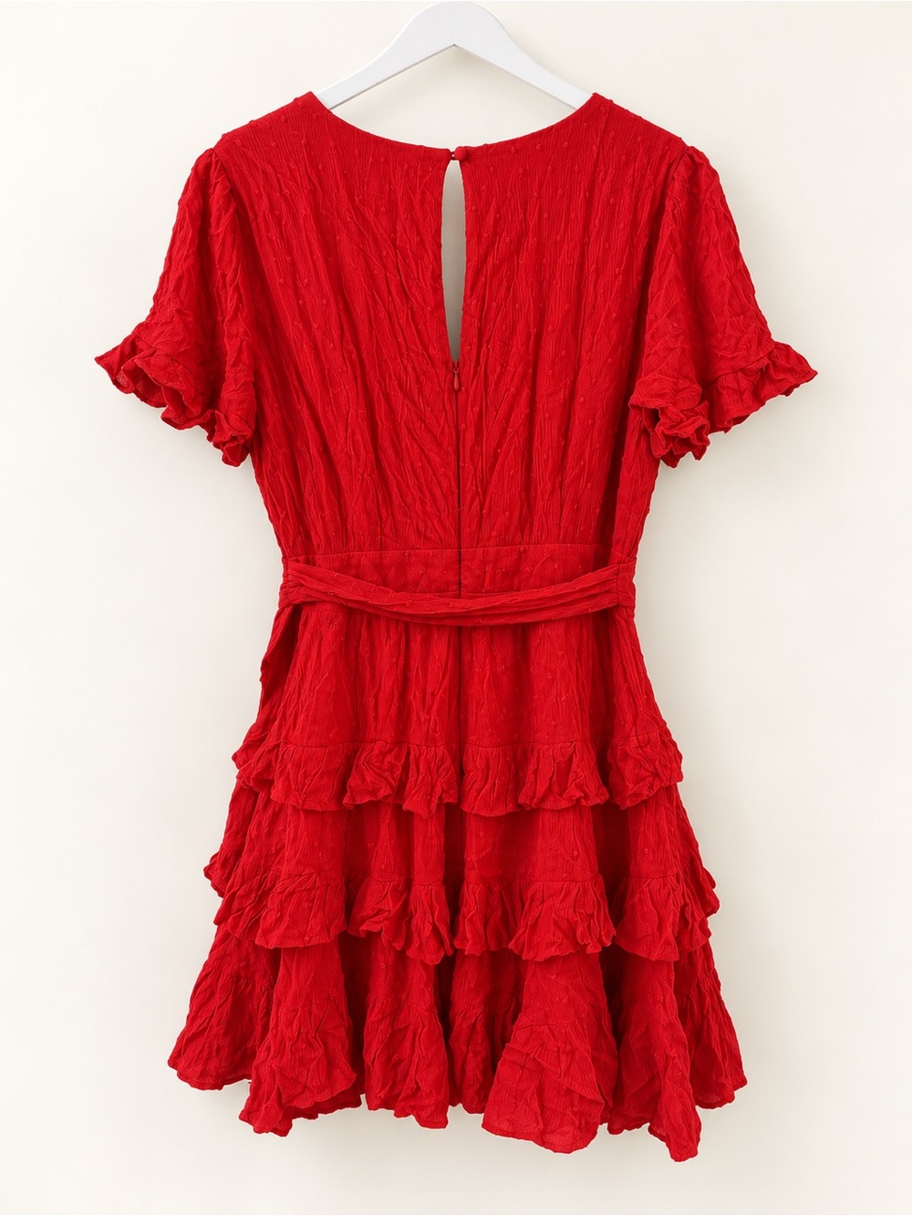 Lulus Red Textured Ruffle Mini Dress | Large | Tags Attached - Picture 2 of 6